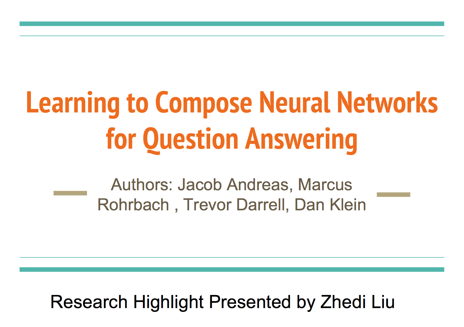 CS224n研究热点14 自动组合神经网络做问答系统